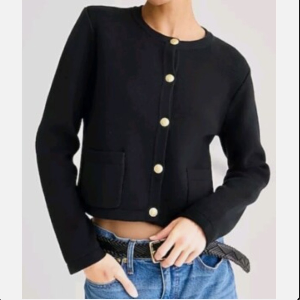 J. Crew Black Cardigan Sweater with Gold Buttons